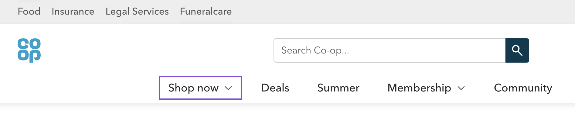 Links within a header showing unactivated, focus and hover states and how they are different from the standard link colours