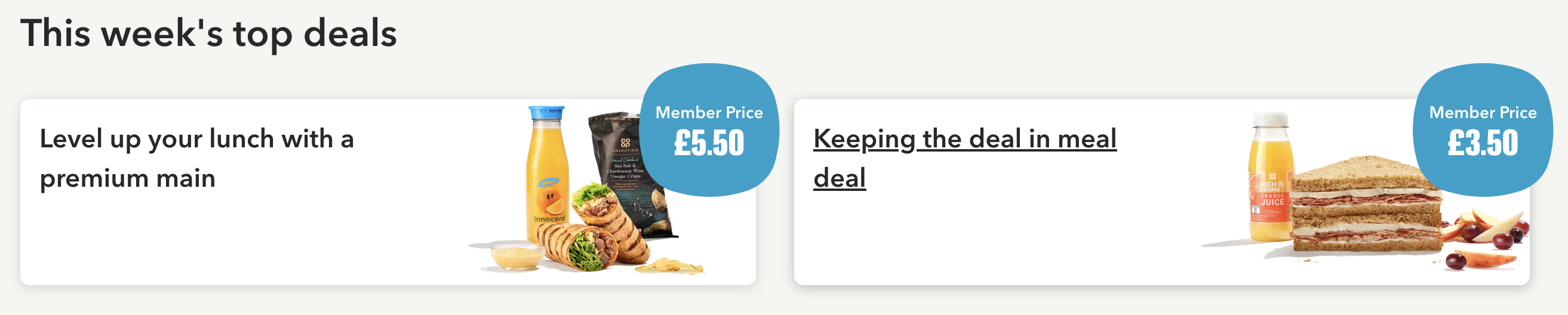 Member price squircles promoting Co-op Member price deals