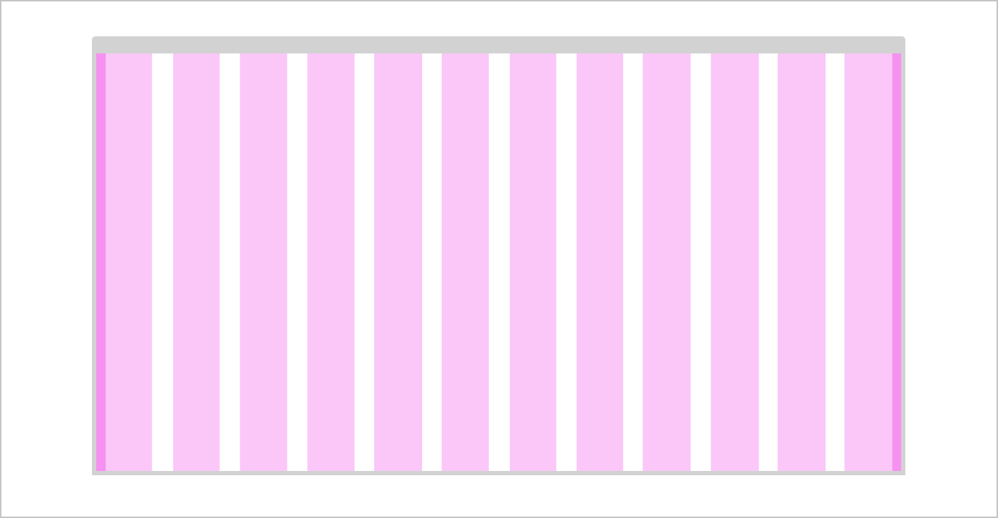12 column grid with small space on the far left hand side and far right hand side.